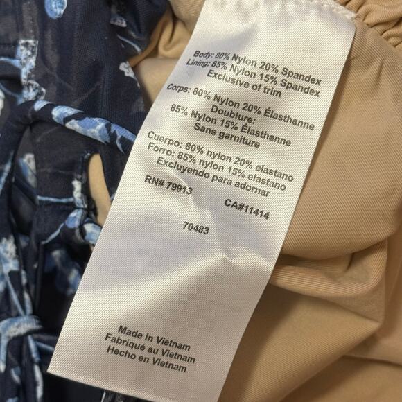 A Pea in the Pod Maternity Blue Floral Ruffle One-Piece Swimsuit Size Medium - Picture 9 of 12